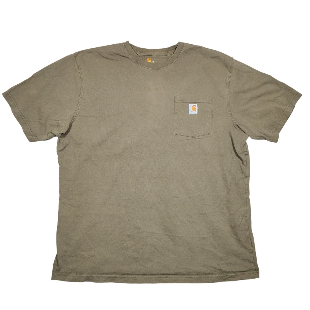 Carhartt T-Shirt Mens XL Olive Drab Pocket K87 Original Fit Solid Cotton 0166